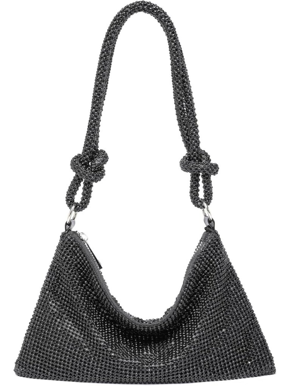 👜Women's Black Sparkly Rhinestone Evening Clutch Shoulder Bag Dressy Purse